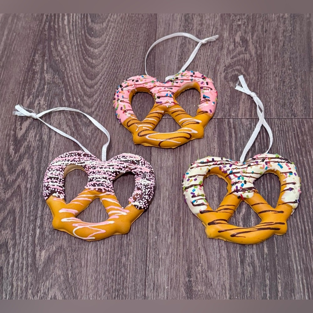 Colorful Chocolate Covered Pretzel Ornament’s Set of 3